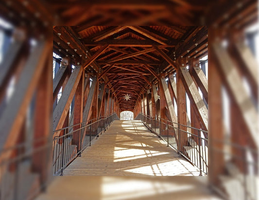A view from the walking bridge to get to Old Salem