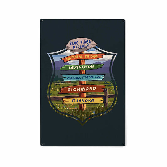 Lantern Press Blue Ridge Parkway Virginia Destination Signpost Wooden Sign