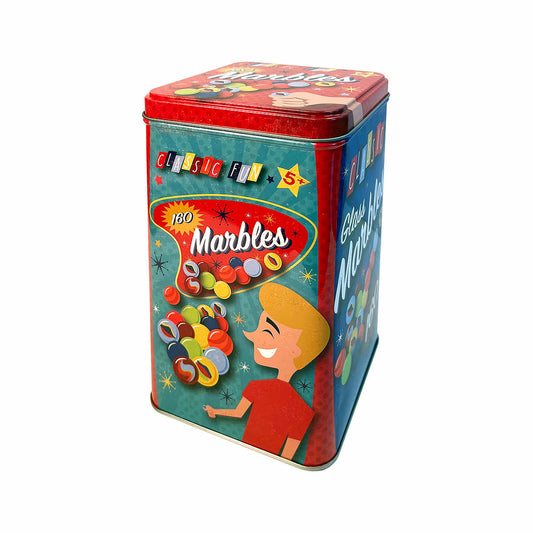 160 Marbles in a Nostalgia Tin Box