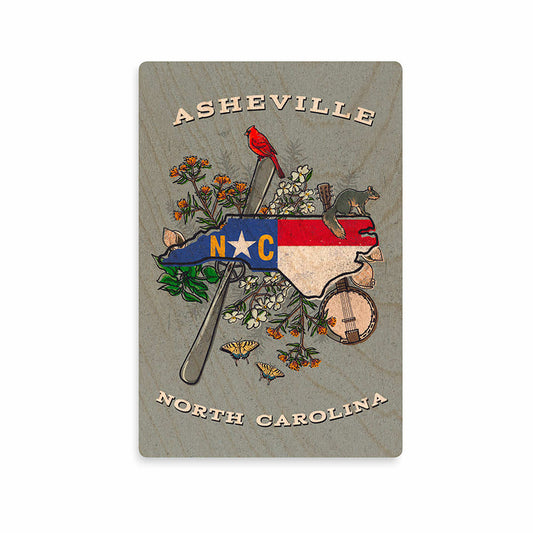 Lantern Press Asheville North Carolina State Treasure Trove Wooden Postcard