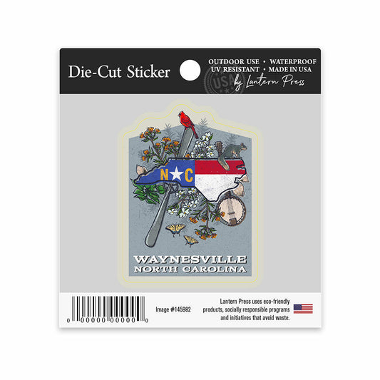 Lantern Press Waynesville North Carolina State Treasure Trove Small Sticker