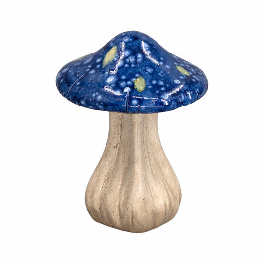 WT Collection Porcelain Dark Blue Spotted Mushroom Figurine