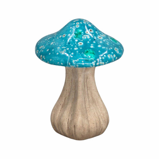 WT Collection Porcelain Blue Spotted Mushroom Figurine