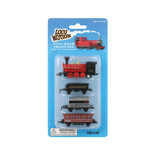 Pullback Train Set Toy Blue Engine
