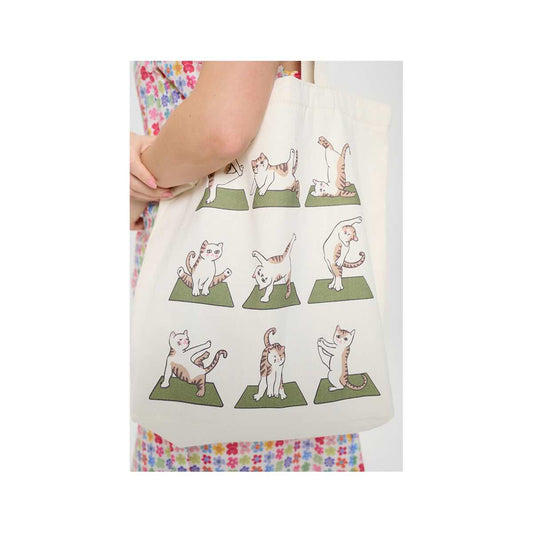 SM Wardrobe Cat Yoga Print Tote Bag