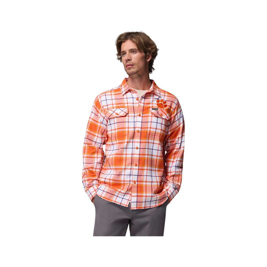 Columbia Men's Clemson University Flare Gun Flannel Long Sleeve Shirt