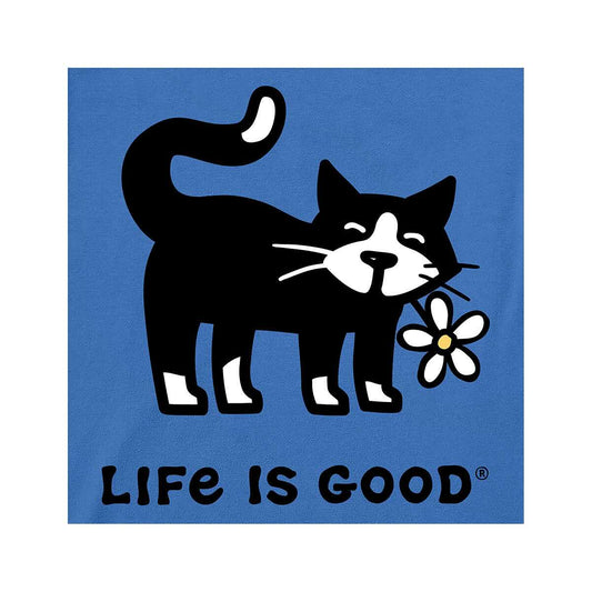 Life is Good Women's Tuxedo Cat Daisy Short Sleeve Crusher-Lite T-Shirt