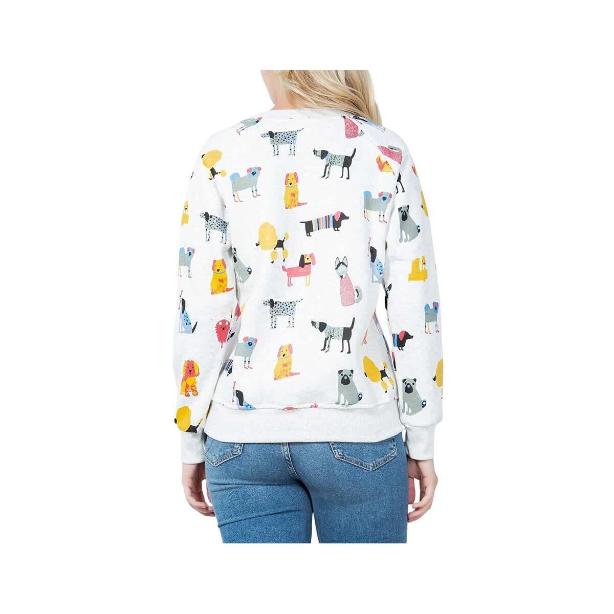 LA Soul Women's Colorful Dog Fleece Crew Sweatshirt