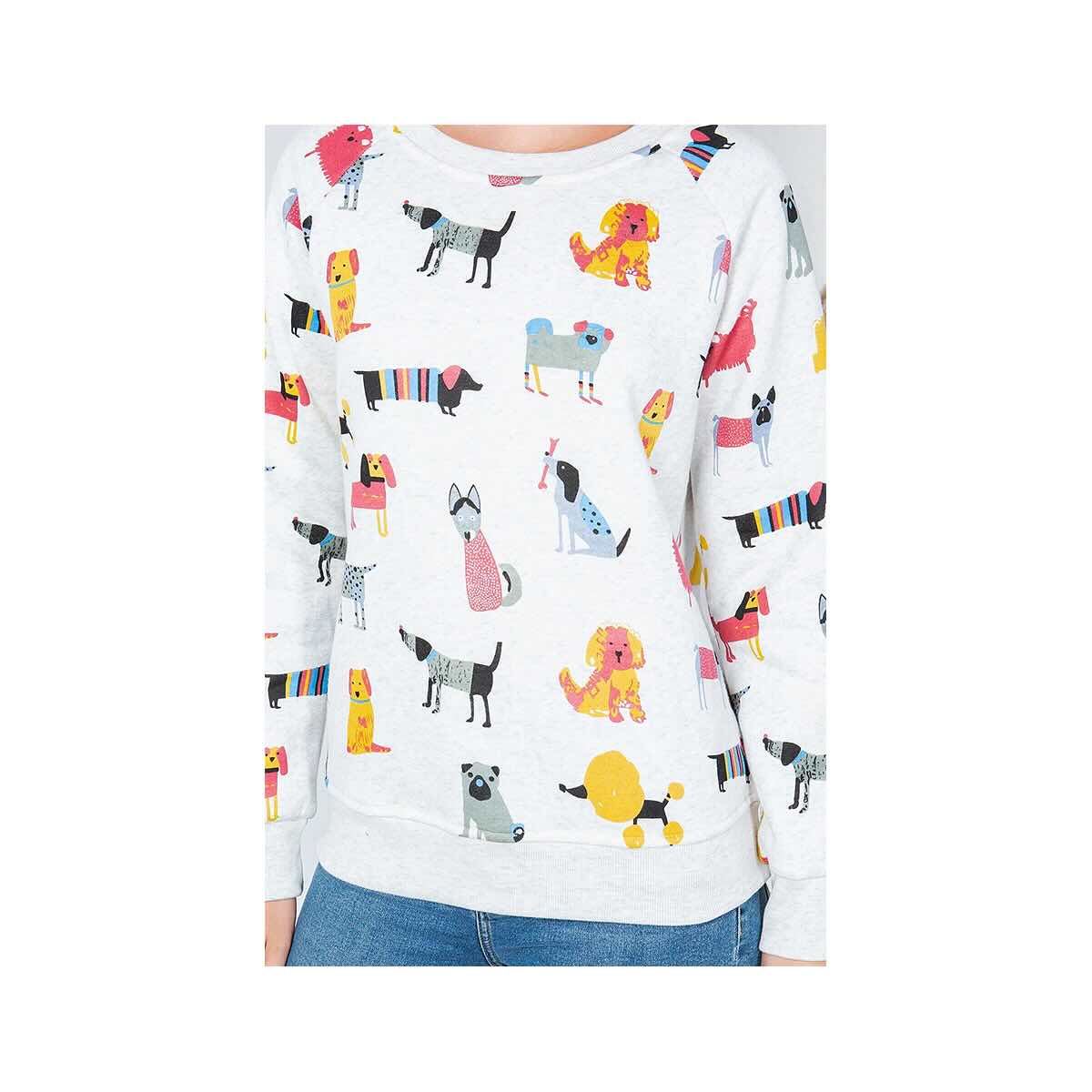LA Soul Women's Colorful Dog Fleece Crew Sweatshirt