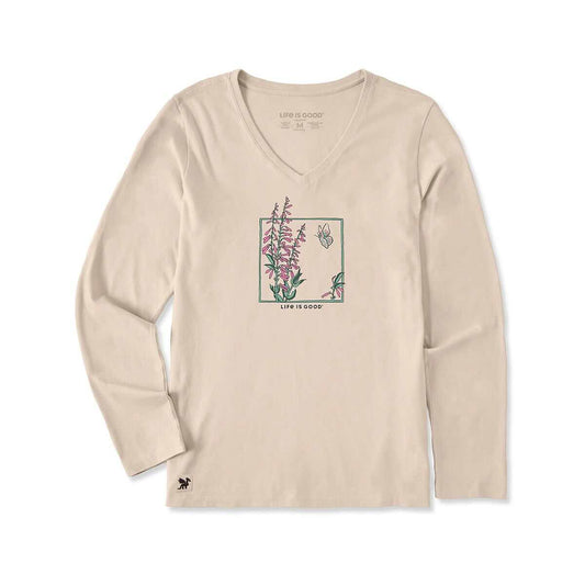 Life is Good Women's Bugler Frame Long Sleeve Crusher V-Neck T-Shirt