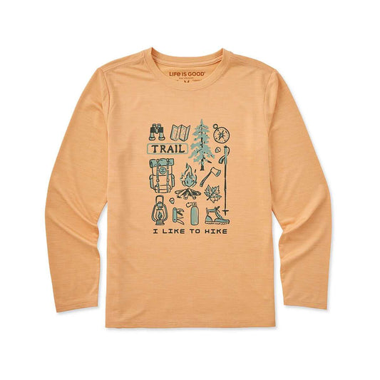 Life is Good Kids I Like To Hike Long Sleeve Sun Crusher T-Shirt