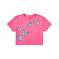 Life is Good Girls Butterfly Flock Short Sleeve Crusher Boxy T-Shirt