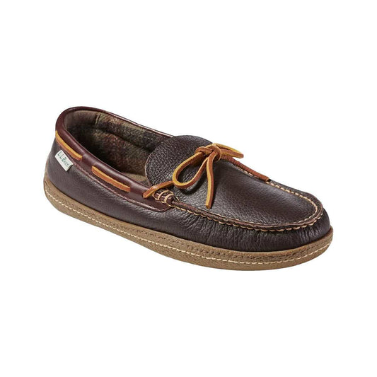 L.L.Bean Men's Handsewn Flannel-Lined Leather Slippers