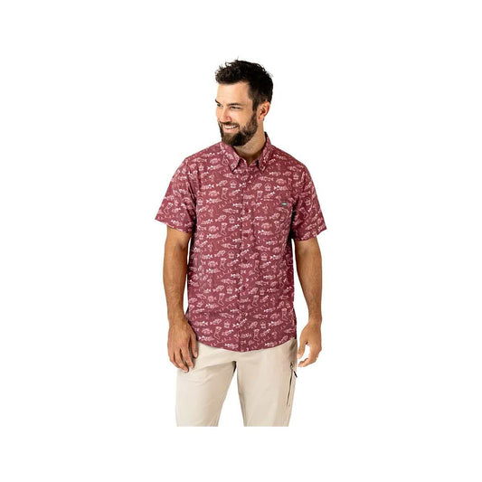 AFTCO Men's Boatbar Short Sleeve Button Down Shirt