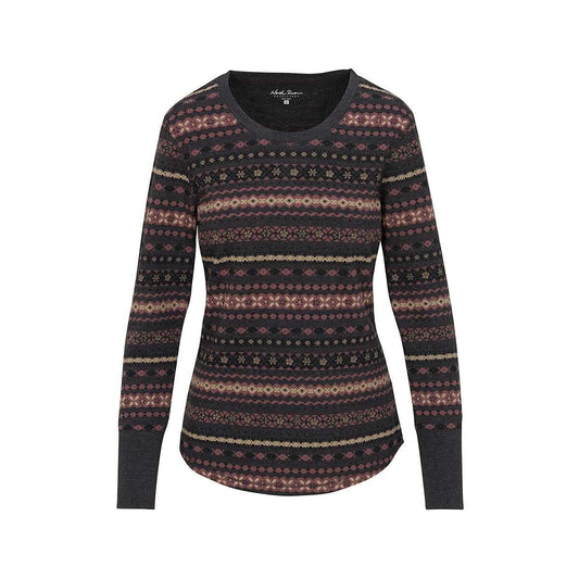 North River Women's Pecos River Long Sleeve Waffle Crew Top, Dark Heather