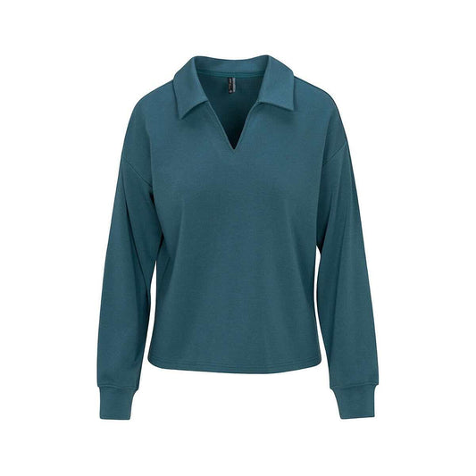 North River Women's Camden V-Neck Long Sleeve Top - Curvy, Orion Blue