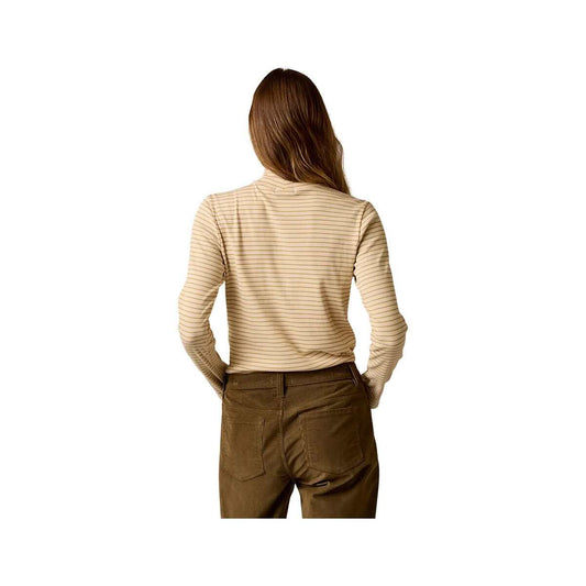 Carve Designs Women's Denise Rib Long Sleeve Turtleneck Top, Birchstripe, alternate view 1