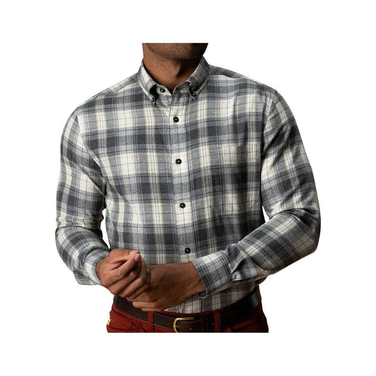 Duck Head Men's Cotton Flannel Long Sleeve Sport Shirt, Charcoal Heather