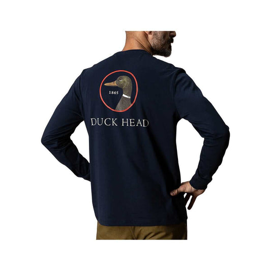 Duck Head Men's Logo Long Sleeve T-Shirt, Deep Navy