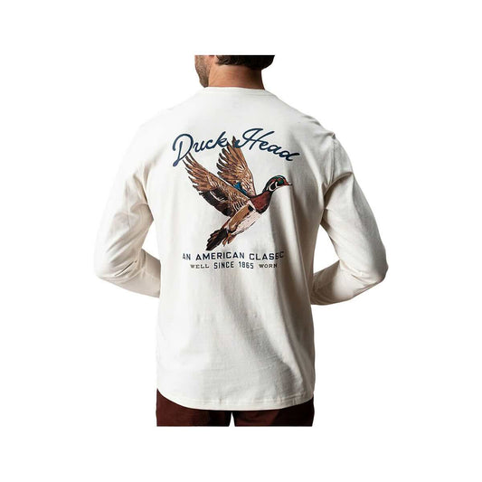 Duck Head Men's Flying Wood Duck Long Sleeve T-Shirt, Antique White