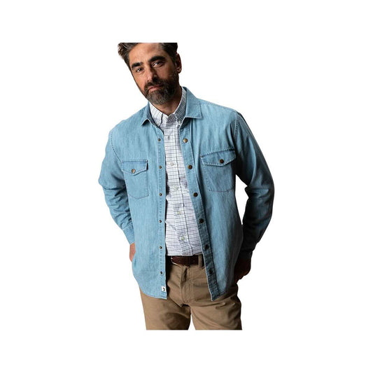 Duck Head Men's Denim Snap Button Up Long Sleeve Shirt, Light Wash