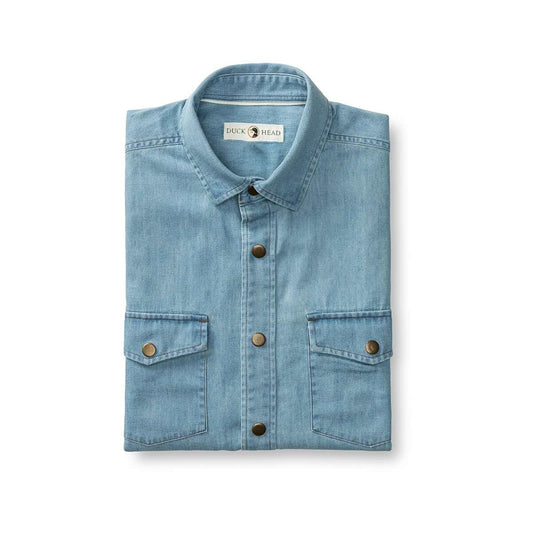 Duck Head Men's Denim Snap Button Up Long Sleeve Shirt, Light Wash, alternate view 1