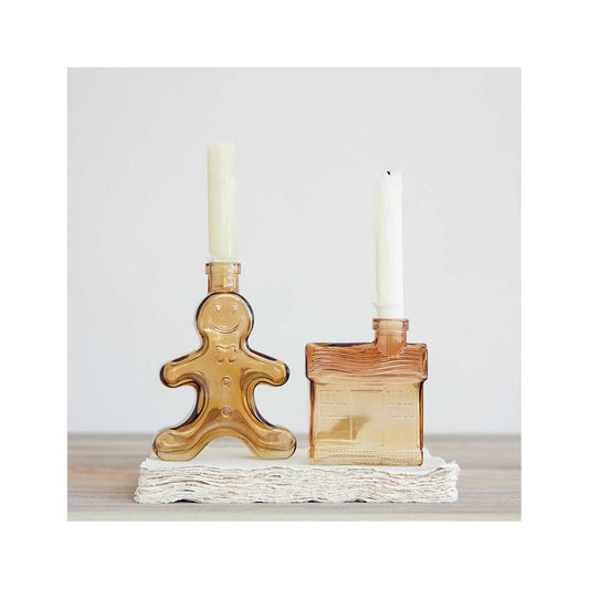 Creative Co-Op Glass House Shaped Taper Holder/Vase