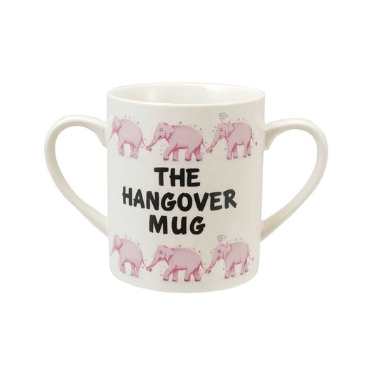 Creative Co-Op Pink Elephant Stoneware Double Handle Mug