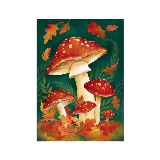 Evergreen Fungi For Fall Suede Garden Flag