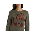 Wrangler Women's Horse Rose Crew Sweater