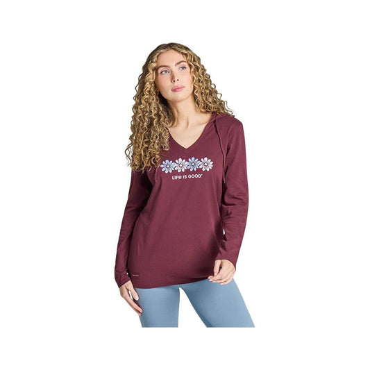 Life is Good Women's Rally Daisies Long Sleeve Crusher-Lite Hooded T-Shirt