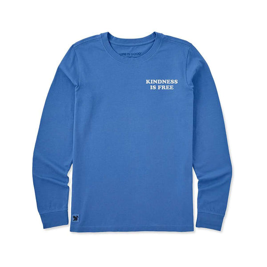 Life is Good Women's Kindness Is Free Long Sleeve Crusher T-Shirt, Athletic Blue