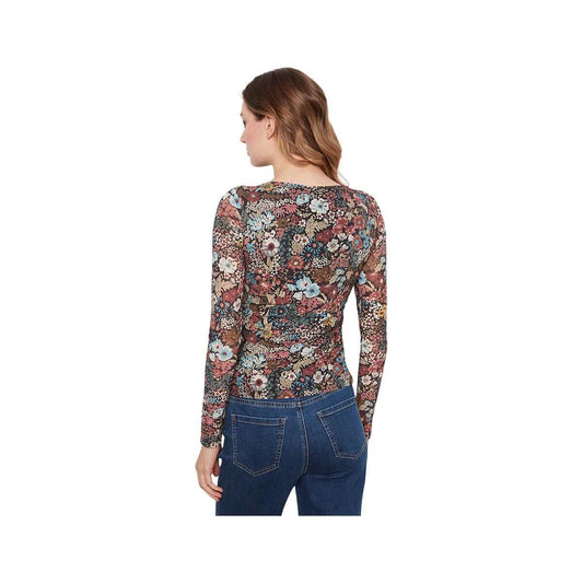 Charlie B Women's Printed Mesh Boat Neck Long Sleeve Top, Azalea, alternate view 1