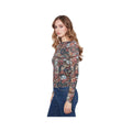 Charlie B Women's Printed Mesh Boat Neck Long Sleeve Top, Azalea, alternate view 2
