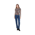 Charlie B Women's Printed Mesh Boat Neck Long Sleeve Top, Azalea, alternate view 3