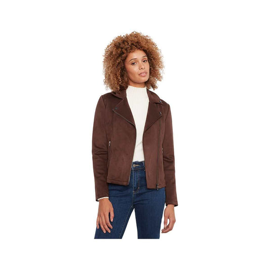 Charlie B Women's Faux Suede Moto Jacket, Coffee