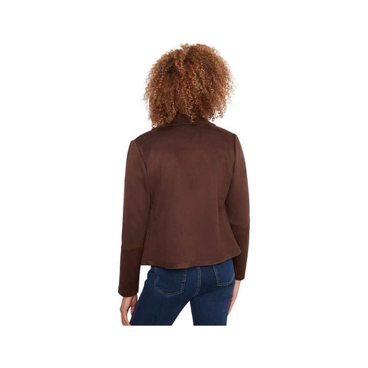 Charlie B Women's Faux Suede Moto Jacket, Coffee, alternate view 1