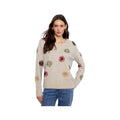Charlie B Women's Floral Embroidered V-Neck Sweater, Natural