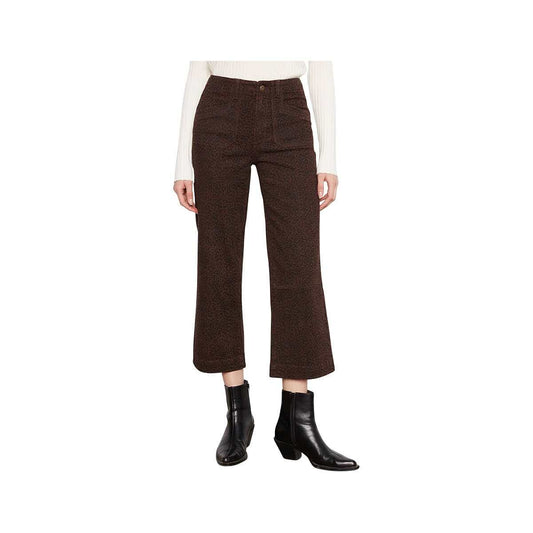 Charlie B Women's Leopard Print Cropped Wide Leg Stretch Twill Pants