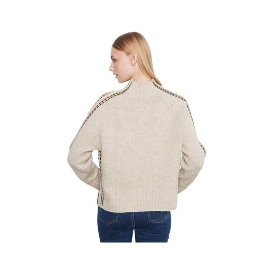 Charlie B Women's Contrast Stitch Mock Neck Sweater, Heather Oatmeal, alternate view 1
