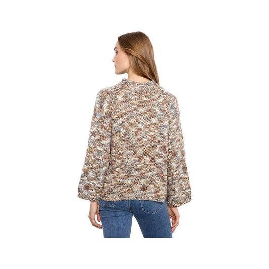 Charlie B Women's Mock Neck 3/4 Bell Sleeve Space Dye Sweater, Verveine, alternate view 1