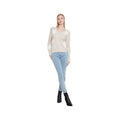 Charlie B Women's Floral Applique V-Neck Sweater, Almond, alternate view 3