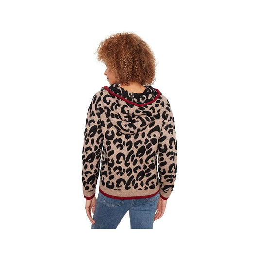Charlie B Women's Printed Leopard Hoodie Sweater, Animal, alternate view 1