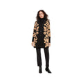 Charlie B Women's Floral Flocked Sherpa Coat, Black