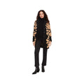 Charlie B Women's Floral Flocked Sherpa Coat, Black, alternate view 3