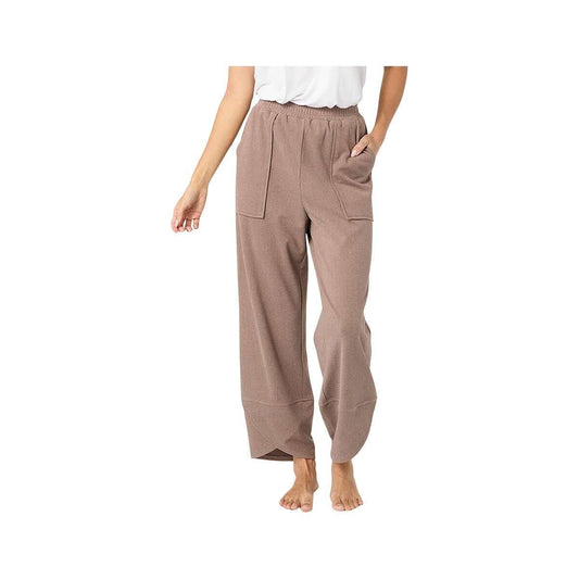 Coco+Carmen Women's Weekend Brushed Scalloped Wide Leg Lounge Pants, Hardwood