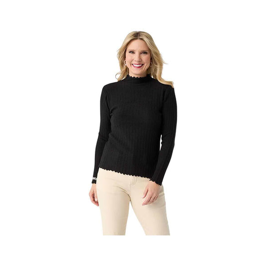 Coco+Carmen Women's Avalee Funnel Neck Cable Knit Sweater, Black