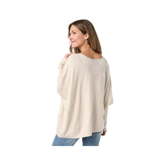 Coco+Carmen Women's Lightweight Heavenly-Luxe Textured Knit Poncho, Oatmeal, alternate view 1