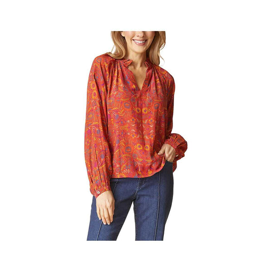 Habitat Women's English Garden Ruffle Neck Long Sleeve Blouse