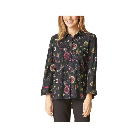 Habitat Women's Boho Floral Crinkle Cotton Long Sleeve Shirt